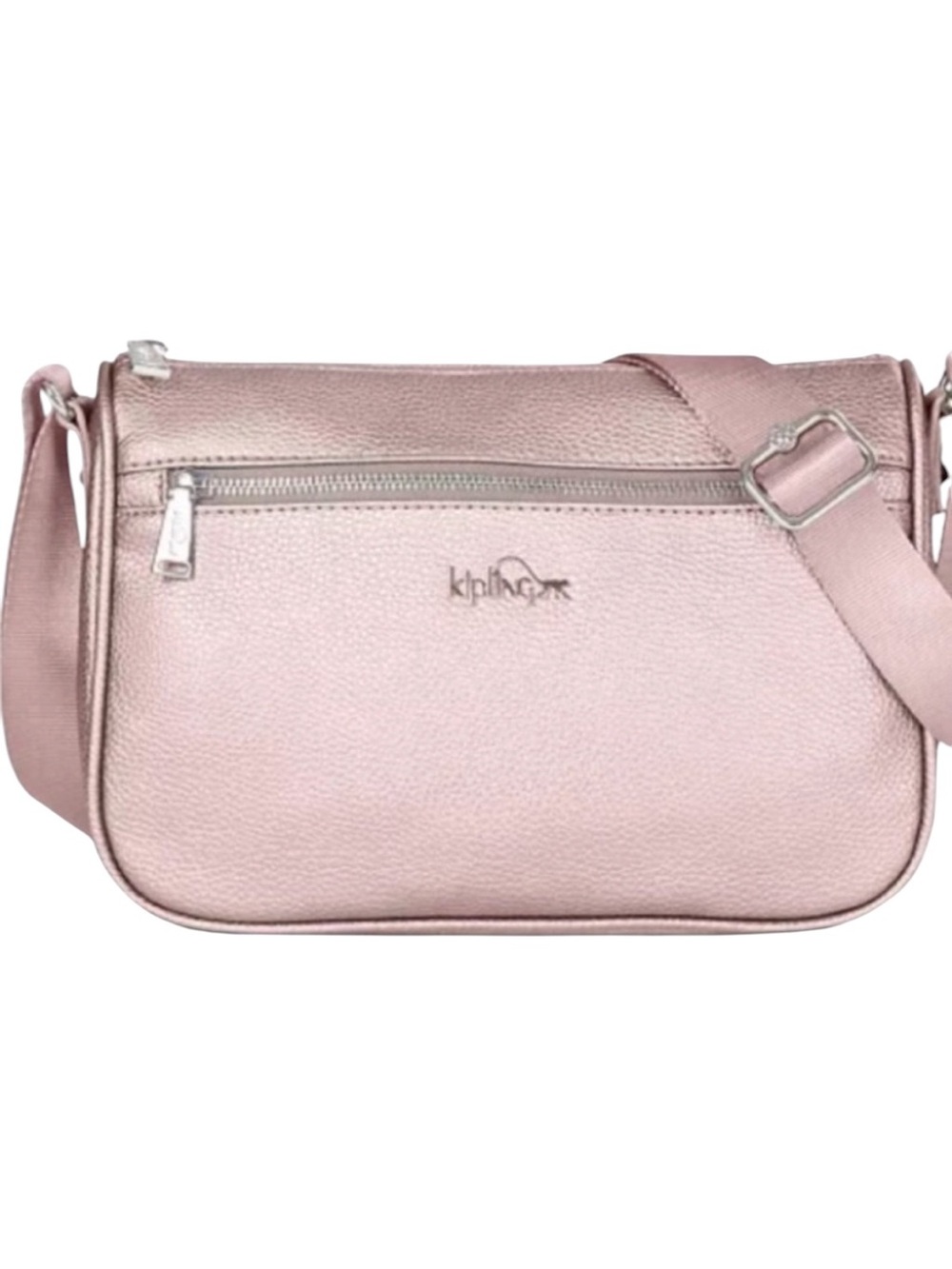 Kipling Callie Metallic Rose Gold Vegan Leather Crossbody Bag